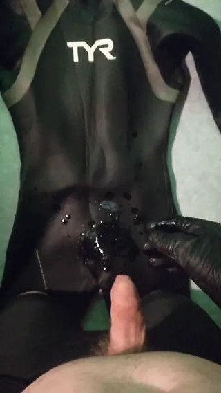 Cum on my Tyr wetsuit