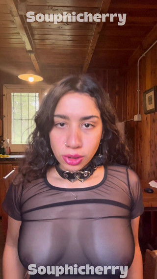 Horny Latina in sheer top - soft BDSM self spanking