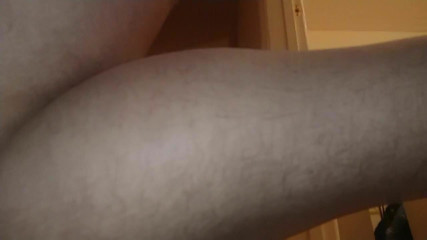 Riding huge dildo