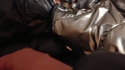 Down Jacket Fetish – Playing and Cumming on Her Shiny Puffer Jacket