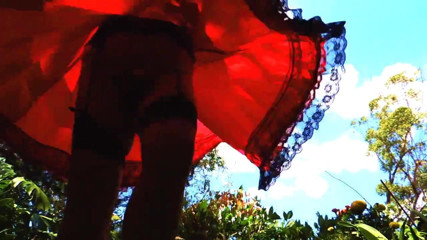 Sissy ray in red satin dress swirling