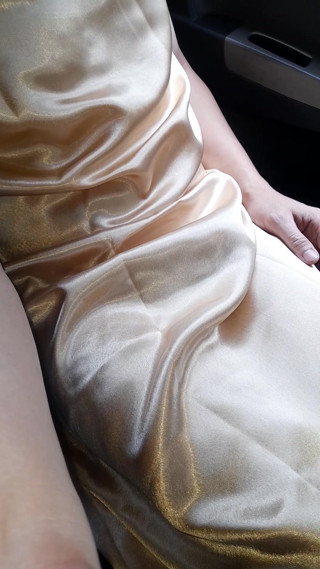 Gold Satin Dress Masturbation And Cum Inside Dress thumbnail
