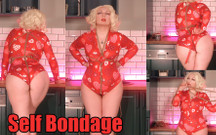 Self bondage blonde milf