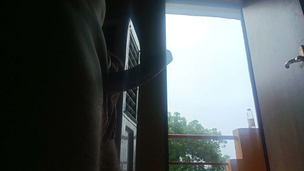 Outside Balcony Masturbated Huge Cock