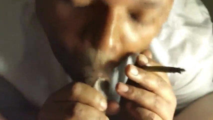 Tenant smokes a blunt while smoking my cock
