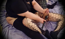 Mistress edging her sissy with vibrator to orgasm