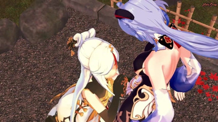 Futa Ganyu fucks Ningguang doggystyle and cums in her pussy.