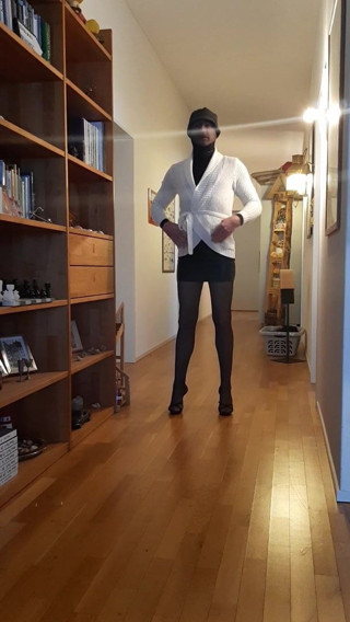Amazing Crossdresser in High Heel Mules