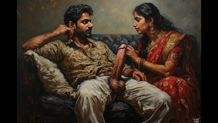 Indian bhabhi fucking with her hot as her husband watches her getting banged