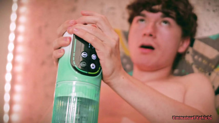 Cute Latino Twink Emmanuel Kokichi Using an Automatic Masturbator Toy For The First Time