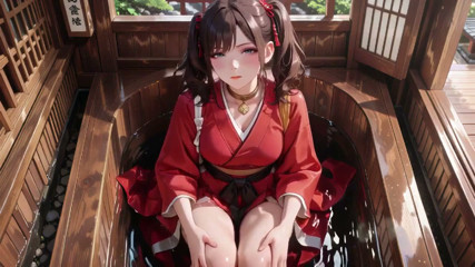 Taboo First Encounter at the Shrine, Kneeling in the Corridor While Stroking Her Hair