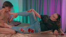 Cold Ignoring Mistress Accepts Foot Licking From Horny Slave Released From the Basement for 30 Minutes