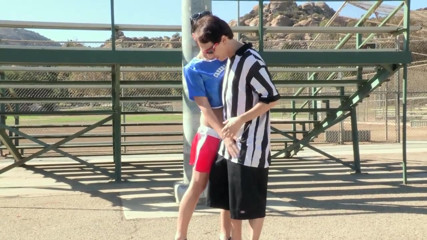 Brunette cheerleader gets banged doggystyle
