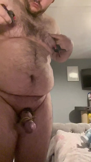 Cock and ball bondage until cock was purple