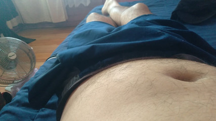 Amateur guy masturbates his big cock just because he's horny
