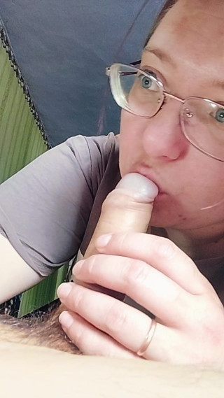 Amateur Girlfriend Blowjob Instead of Cooking - Curvy Brunette with Glasses Sucks and Jerks Cock