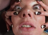 Crazy bitch takes a massive cock in the mouth