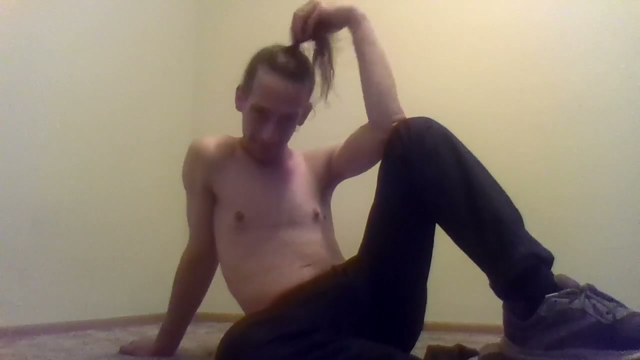 Topless Transgirl Brushing Her Own Hair