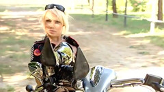 This Beautiful Biker Shows You the Curves of Her Body and Those of Her Motorbike