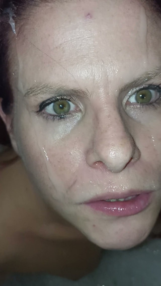 Jade in the bathroom sucks cum on my face