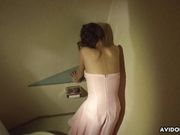 Japanese Mai Takizawa masturbating in restroom uncensored.