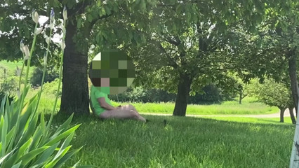 Huge cumshot in public, risky masturbation