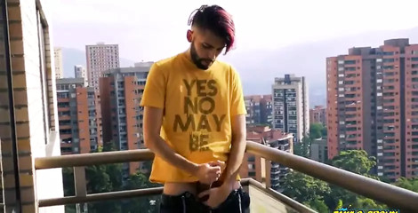 Jerking off my big uncut cock in the balcony did i get caught?