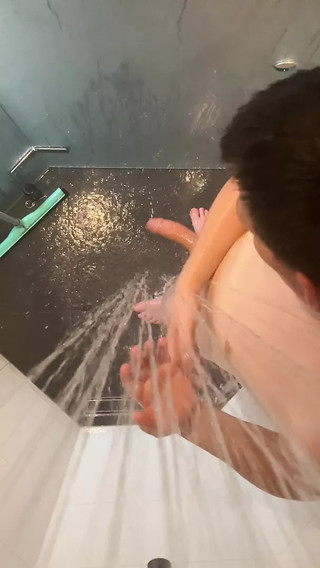 Hard cock shower solo