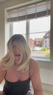 Sissy slut flashing her cock