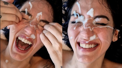 Real Female Squirting Orgasm - Huge Cumshot on Face - the biggest load of cum ever
