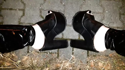 kinky platform mules and latex pants thumbnail