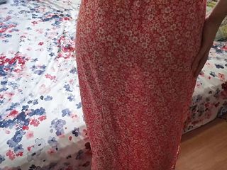 horny wife in dress cumshot