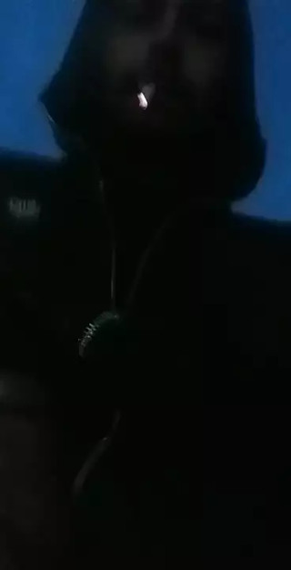 smoking and jerking big cock outside