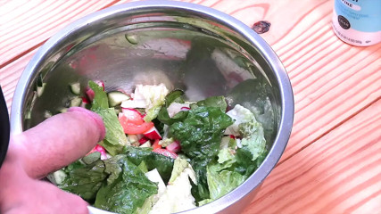 Making a special salad.