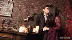 Two slutty girls love fucking with the same guy in the sex dungeon