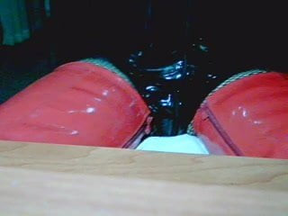 Thigh High Boots Red and Body Pvc Black...