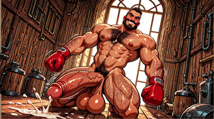 Horny Boxers Showing Athletic Bodies and Monster Cocks