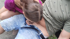 public blowjob on a park bench