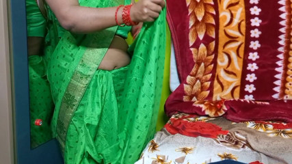 Beautiful Indian bhabhi is wearing saree.