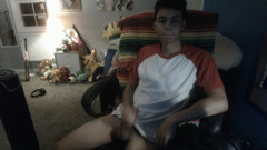 Cute boy makes himself feel good on webcam