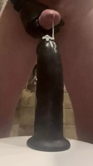 Cumming on my big black dildo then using it as lube to fuck my ass