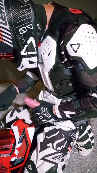 Horny Motocross Player Cumming on Boyfriend Helmet