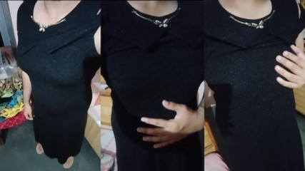 Indian gay Crossdresser Bottom Gaurisissy feeling horny in black dress real homemade sex