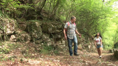 Old trainer misuse of a young hiker in the woods