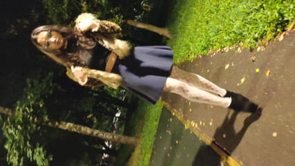 Sissy girl walking in the street in high heels