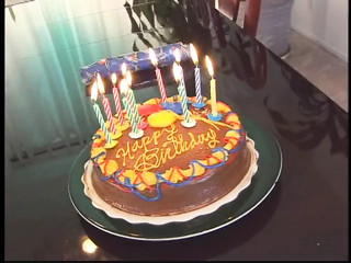 Sexy young brunette gets a dildo and a good fuck as a present for her birthday