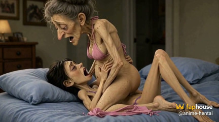 Old Woman Rubs Her Pussy on a Young Woman