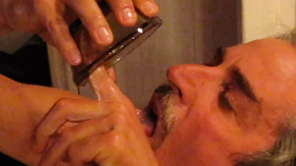 Wife makes him jack off and eat his cum