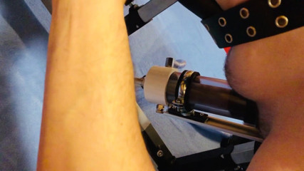 Boy cums  in milking and fuck machine