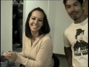 Bisexual threesome performers in a behind the scenes